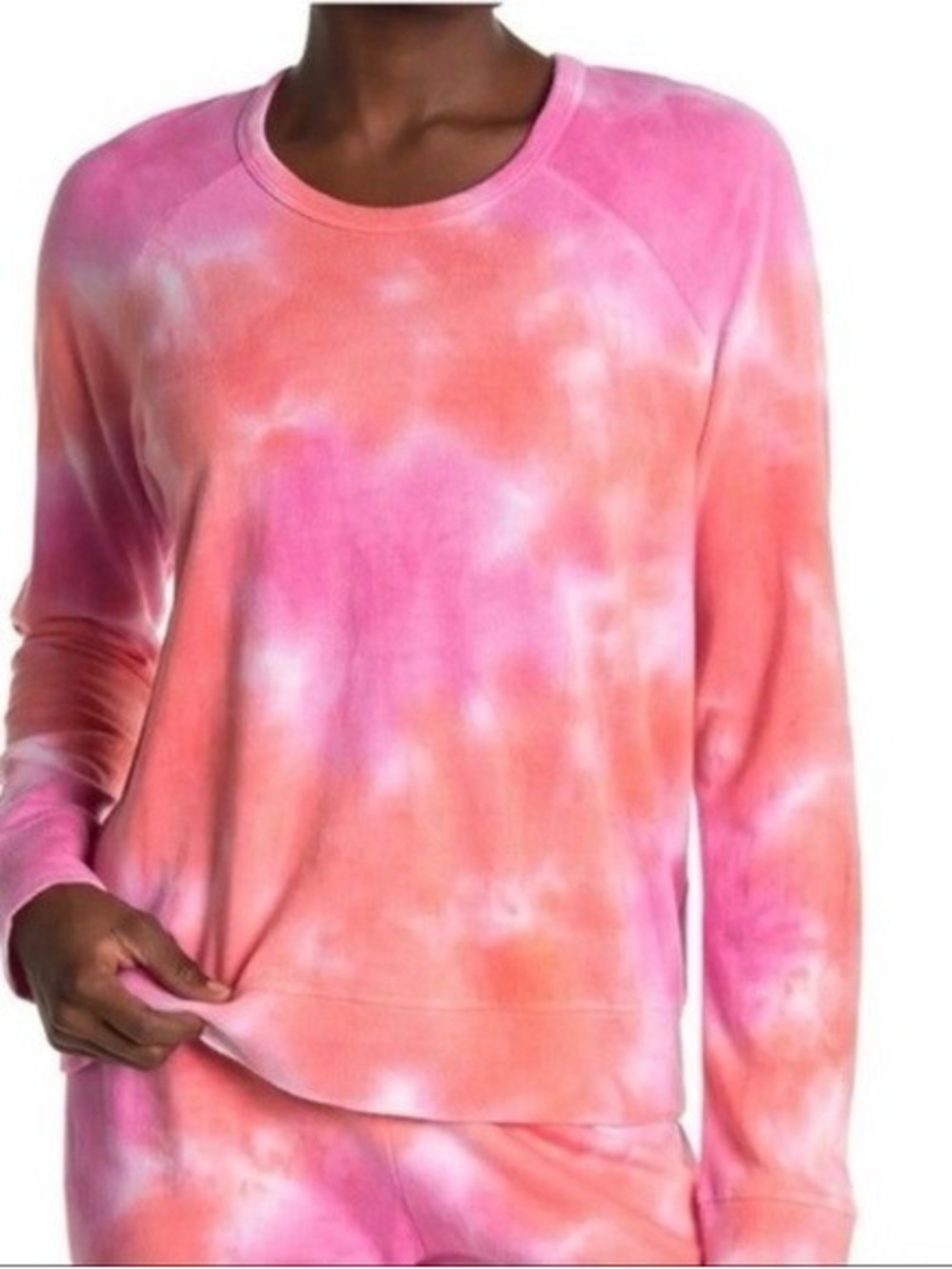 Sundry Tie-Dye Crewneck Sweater Coral Pink size 1 / US small